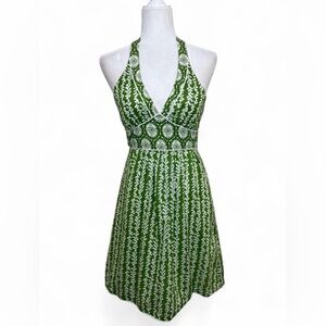 Vintage Trixxi Green Halter Backless Mini Dress